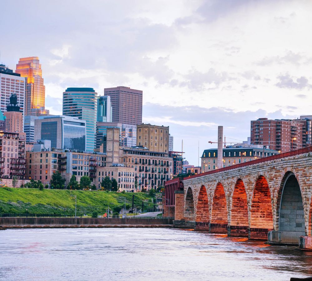 Downtown city skyline of Minneapolis, MN