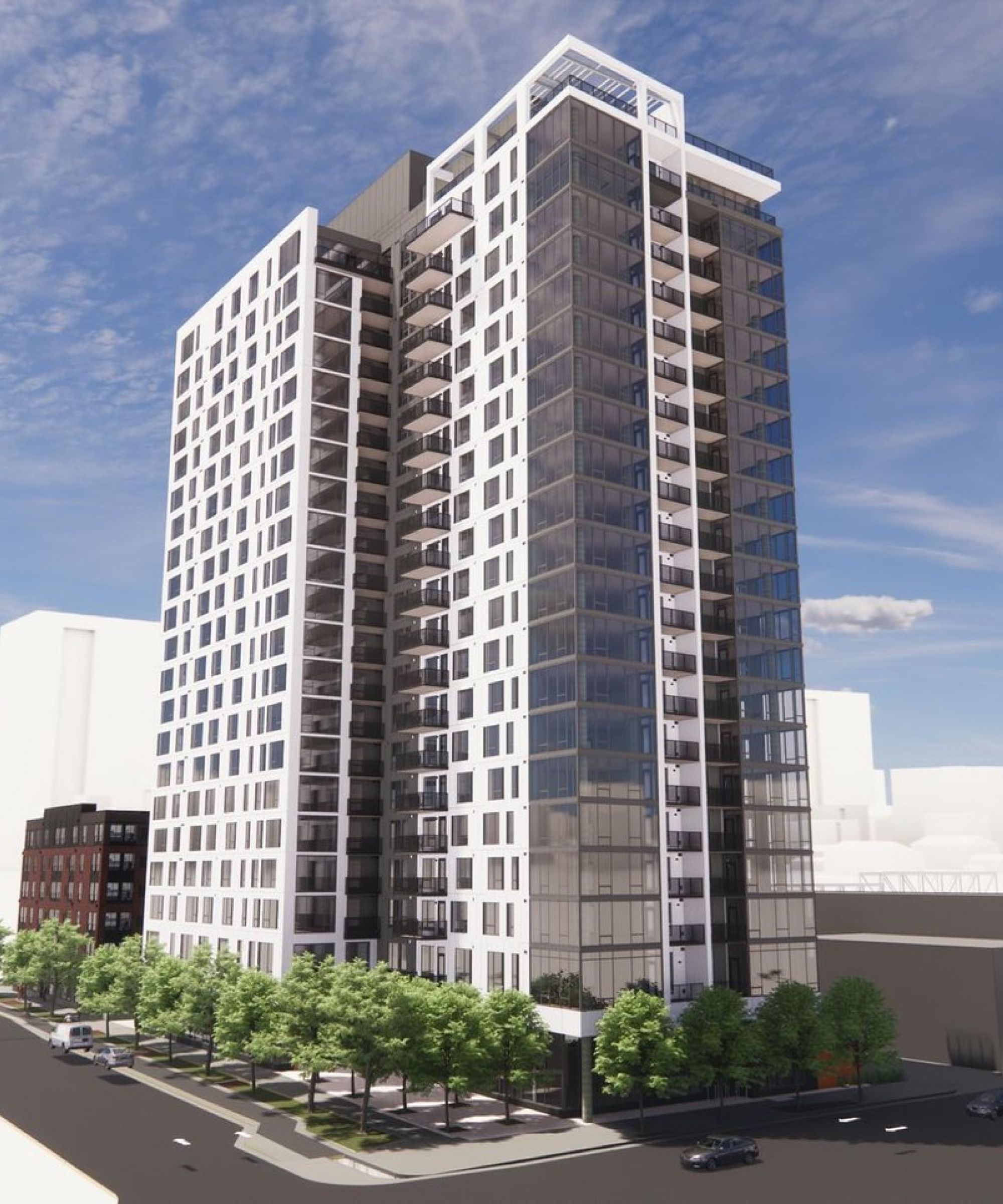 O2 Luxury Tower apartments exterior building rendering